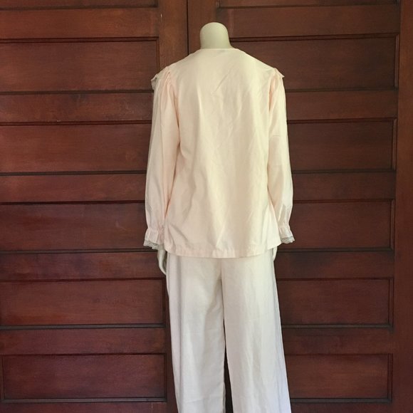 Vintage pajama set top & pants sleepwear pastel pink and lace - Picture 5 of 9
